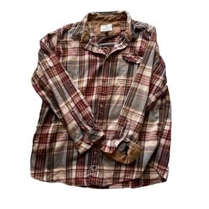 Legendary White Tails Mens Size XL Tall Red Plaid Flannel Western Fall Button Up